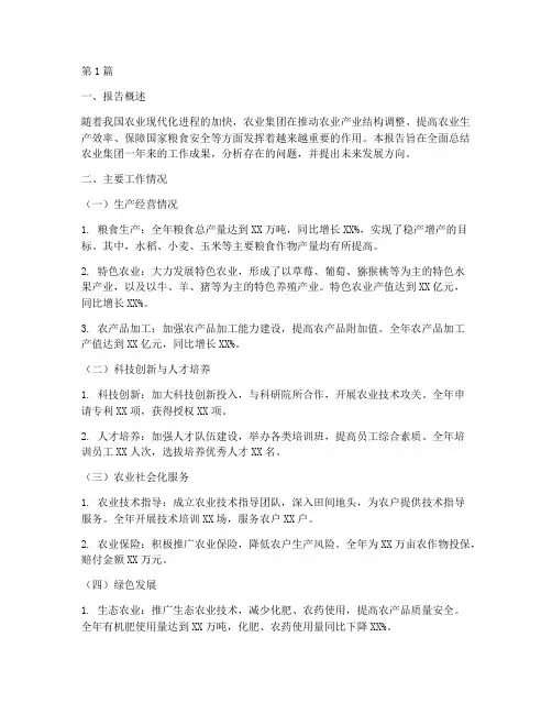 农业集团总结报告范文(3篇)