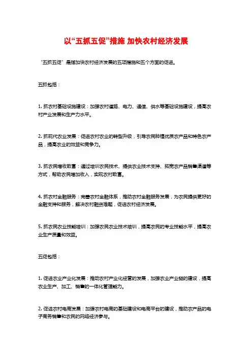 以“五抓五促”措施 加快农村经济发展