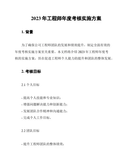 2023年工程师年度考核实施方案
