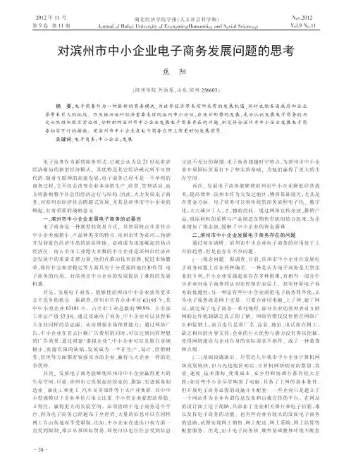 对滨州市中小企业电子商务发展问题的思考焦阳