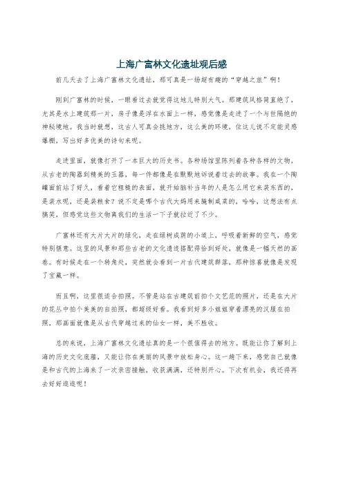 上海广富林文化遗址观后感