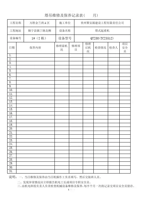 塔吊维修保养记录