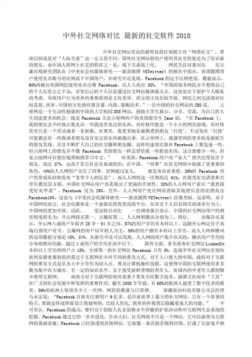 小度写范文中外社交网络对比 最新的社交软件2018模板
