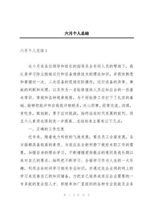 六月个人总结