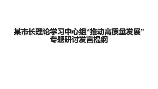 某市长理论学习中心组“推动高质量发展”专题研讨发言提纲.pptx