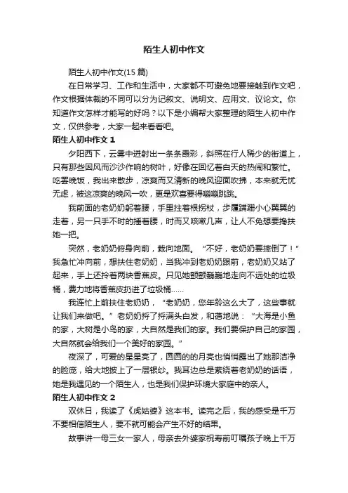 陌生人初中作文