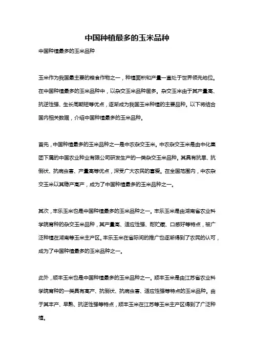 中国种植最多的玉米品种