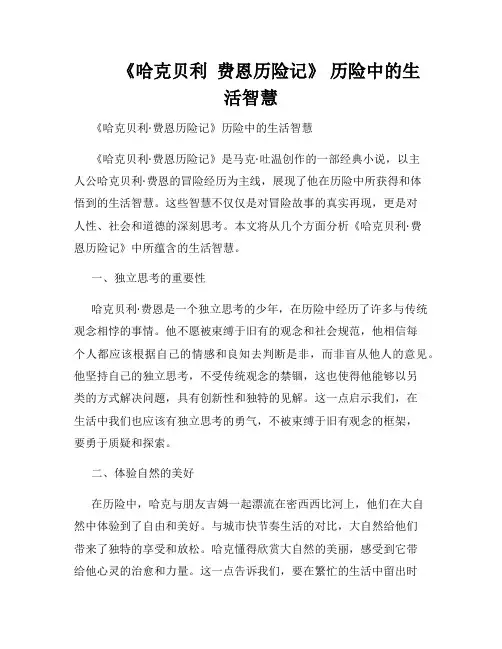         《哈克贝利  费恩历险记》 历险中的生活智慧 