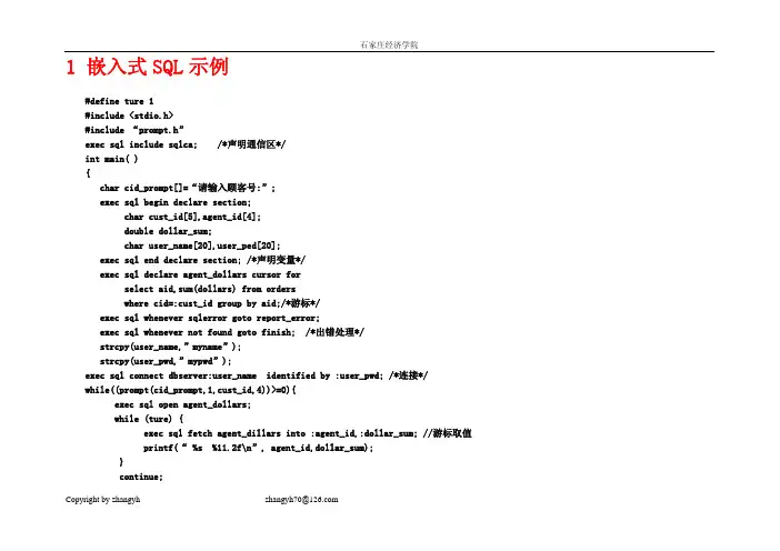 嵌入式SQL示例
