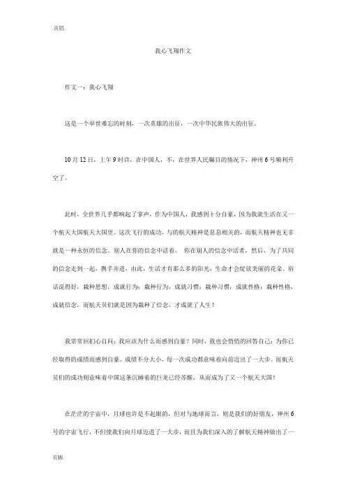 我心飞翔作文