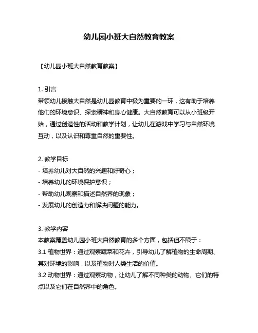 幼儿园小班大自然教育教案
