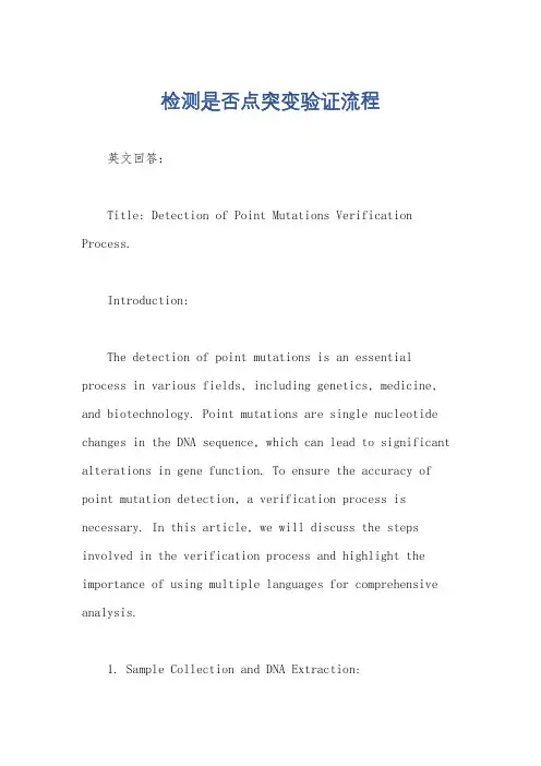 检测是否点突变验证流程