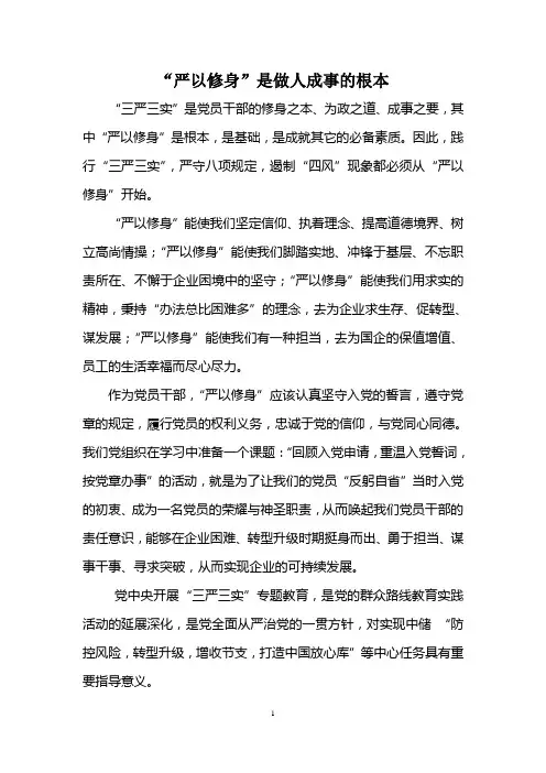 严以修身专题研讨发言材料