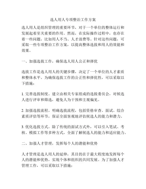 选人用人专项整治工作方案