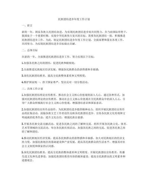 民族团结进步年度工作计划