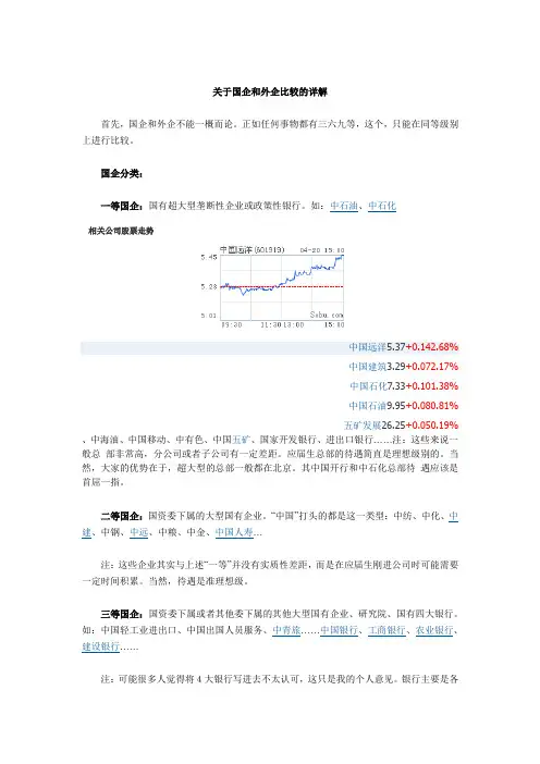 关于国企和外企比较的详解