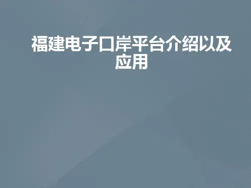福建电子口岸平台介绍以及应用