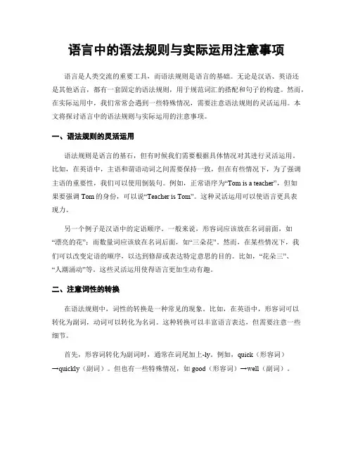 语言中的语法规则与实际运用注意事项