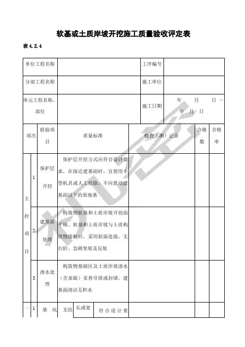 水利水电质量验收评定表及三检表