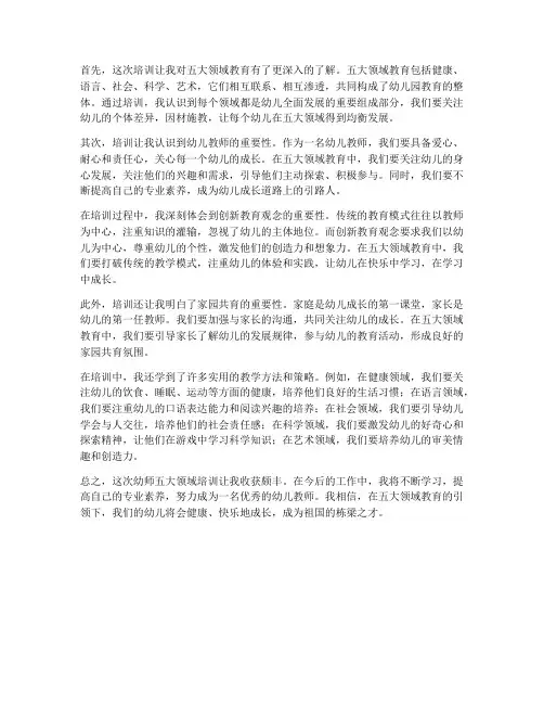幼师五大领域培训感想