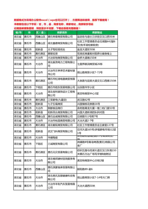 2020新版湖北省黄石市贸易有限公司工商企业公司商家名录名单黄页联系电话号码地址大全211家
