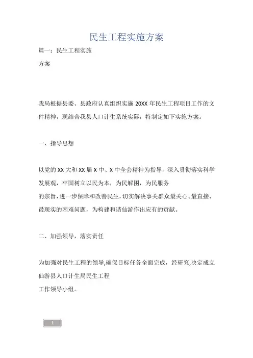 民生工程实施方案