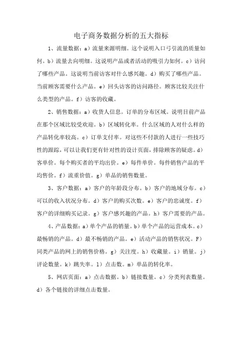 电子商务数据分析的五大指标