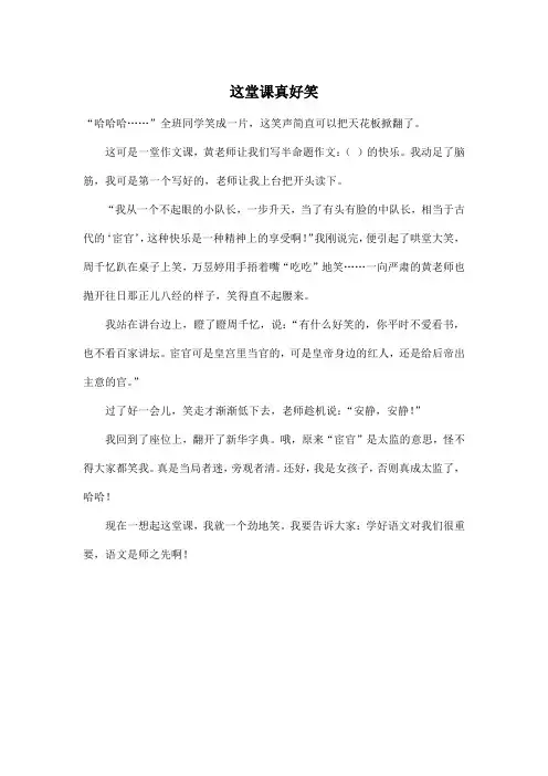 这堂课真好笑_小学四年级作文400字