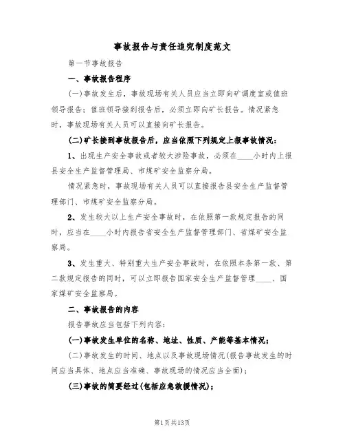 事故报告与责任追究制度范文（五篇）