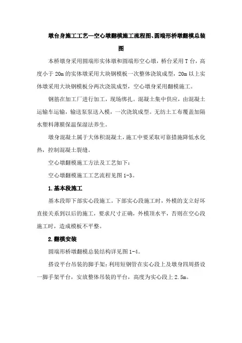 墩台身施工工艺—空心墩翻模施工流程图、圆端形桥墩翻模总装图