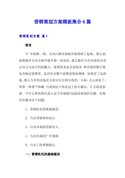 (word版)营销策划方案模板集合6篇