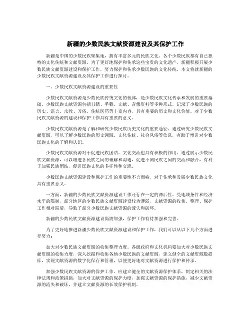 新疆的少数民族文献资源建设及其保护工作