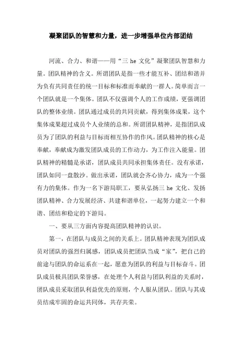 凝聚团队智慧和力量,进一步增强内部团结