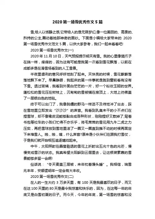 2020第一场雪优秀作文5篇