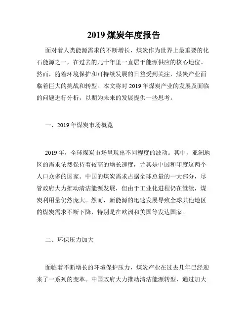 2019煤炭年度报告