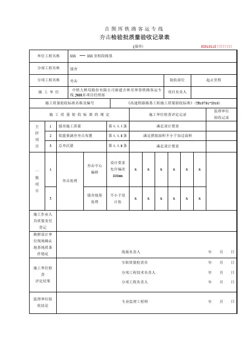 夯击检验批质量验收记录表