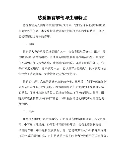 感觉器官解剖与生理特点