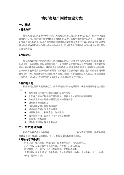 浅析房地产网站建设方案