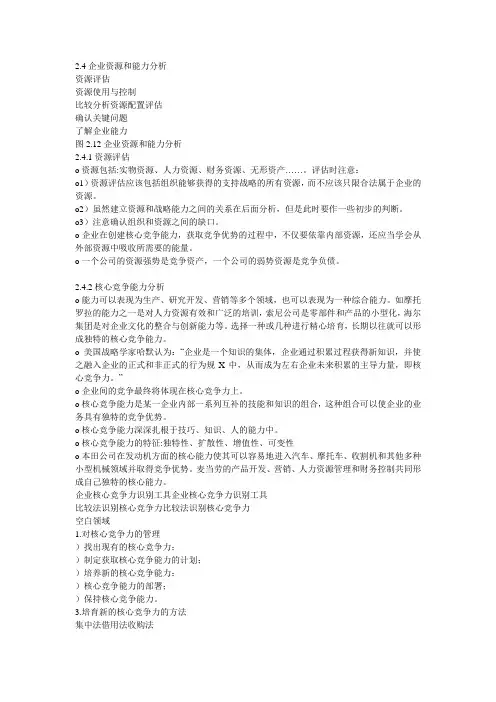 企业资源和能力分析1