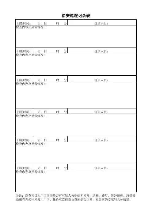 治安巡逻记录表2018