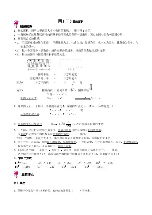 六年级圆的面积经典题型讲解+练习