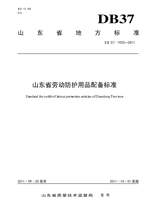 《山东省劳动防护用品配备标准》 