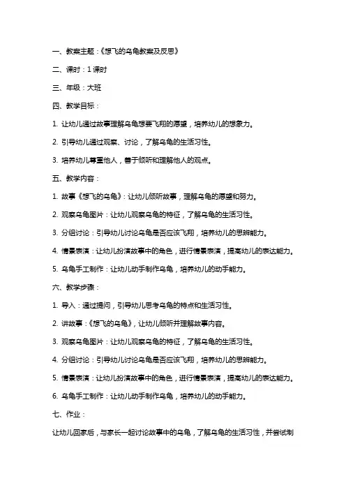 想飞的乌龟教案及反思
