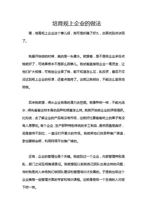 培育规上企业的做法