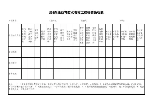 防水卷材检查验收表