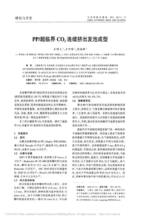 PP_超临界CO_2连续挤出发泡成型_王明义