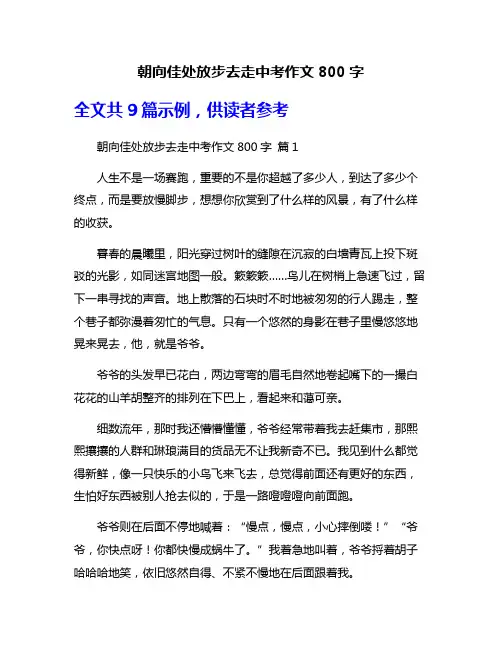 朝向佳处放步去走中考作文800字