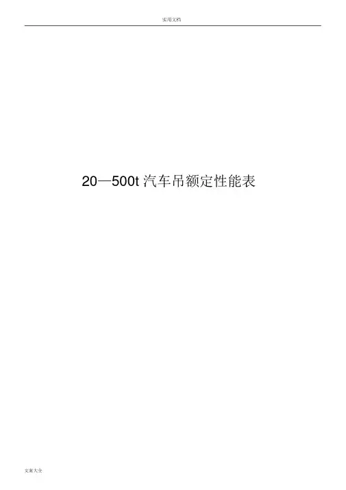 汽车起重机起重性能表