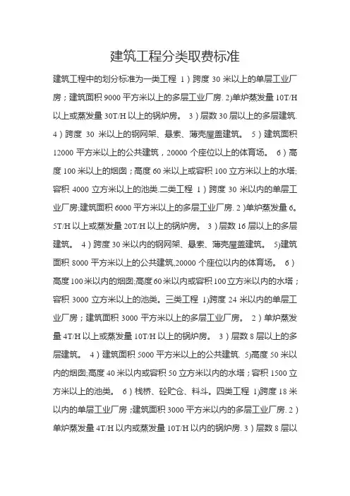 建筑工程取费分类标准