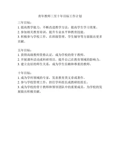 青年教师三至十年目标工作计划